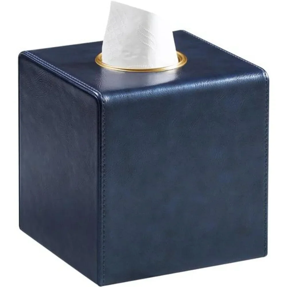 Square leather tissue box cover decorative waterproof tissue holder for home off